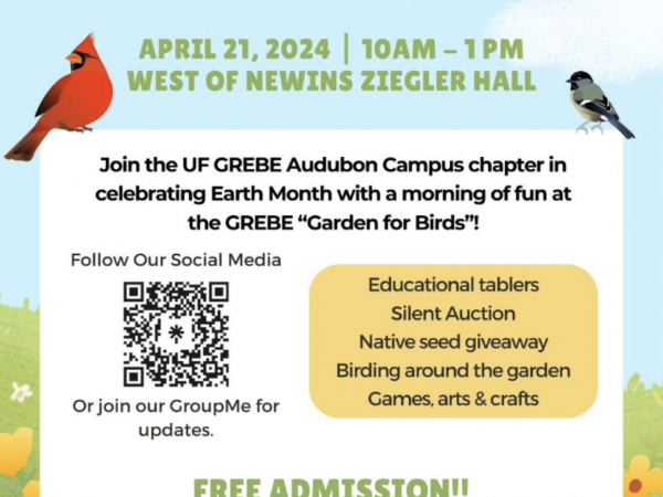 flyer for grebe morning at the garden event